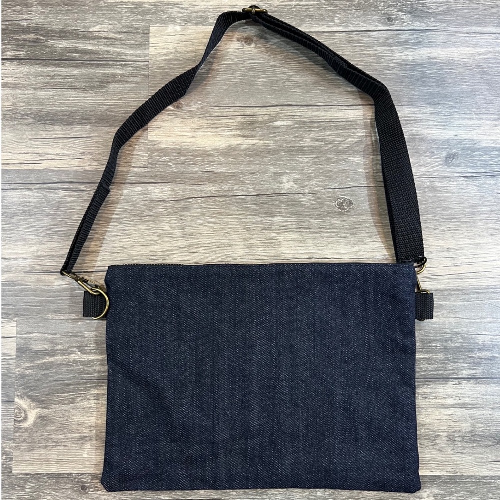 Denim Cat Crossbody Bag Indie Cottagecore Adjustable Strap Zipper Purse‎ - Picture 2 of 6